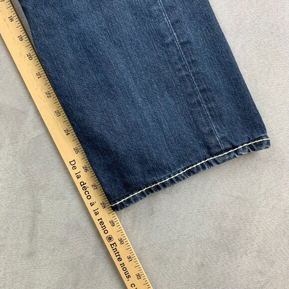 True Religion Mens Pants 32 Blue Denim Jeans Straight Leg Flap Pockets 32x28 - Picture 8 of 16